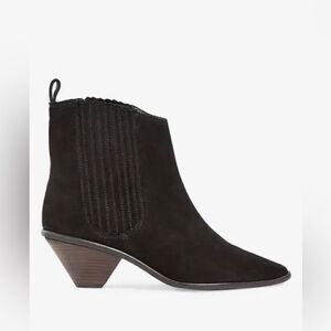 Jigsaw Camila Black Leather Suede Western Ankle Boots